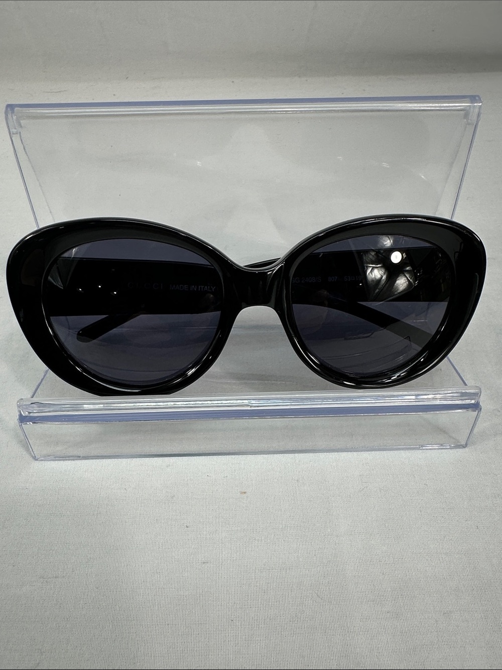 Gucci Italy GG 2408/S 807 Women's Sunglasses Black Cat Eye Grey Lenses 53-19 135